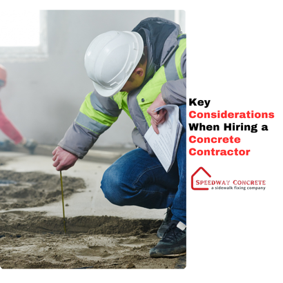 A professional concrete contractor smoothing freshly poured concrete at a residential construction site.