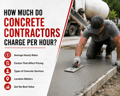 How Much Do Concrete Contractors Charge Per Hour? 9 Concrete contractor working on a fresh concrete project while explaining hourly service costs.