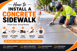 How to Install a Concrete Sidewalk by Following Simple Steps 6 Concrete sidewalk installation in progress.
