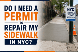 Do I Need a Permit to Repair My Sidewalk in NYC? 4 NYC sidewalk repair with a permit sign.