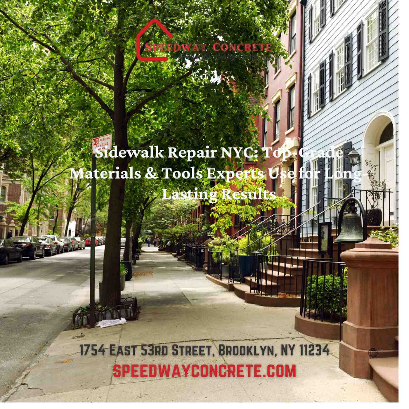 Sidewalk repair in NYC using high-quality concrete materials and professional tools